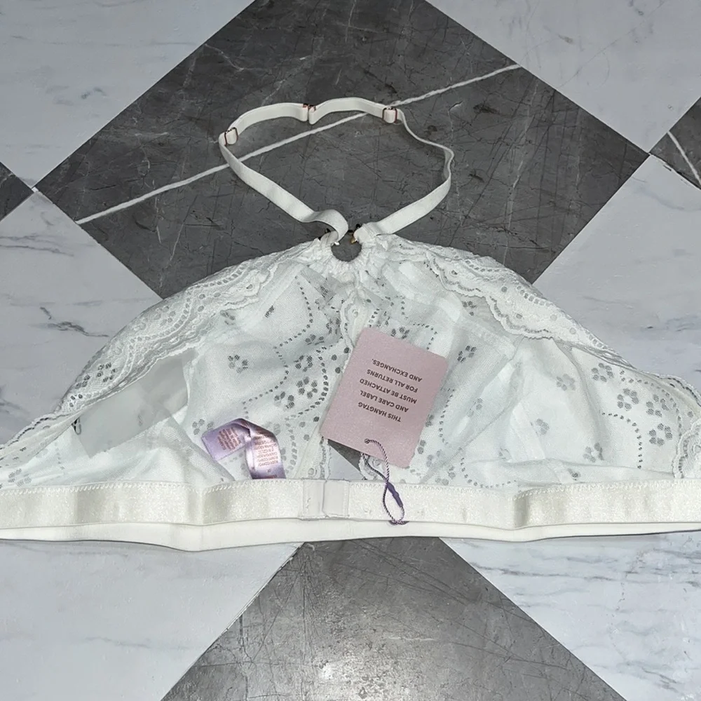 NEW Savage X Fenty curvy borderie lace halter bralette Angel white sz 2X